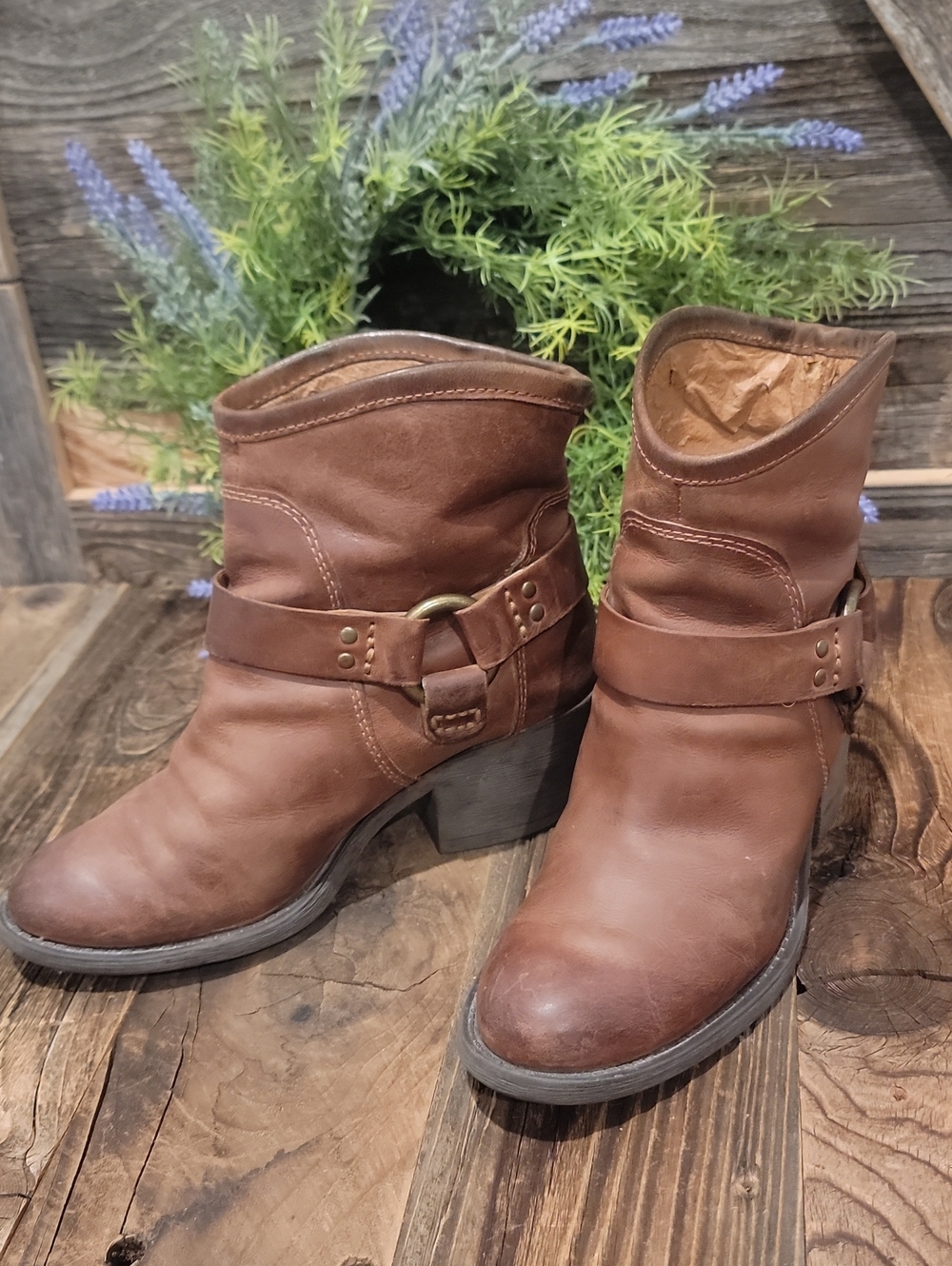 Lucky Brand Leather Harness Ankle Boots